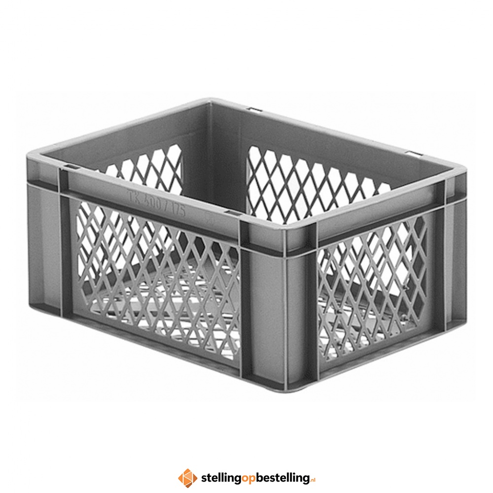 Transportkrat Euronorm plastic bak, krat TK2 400x300x175 grijs