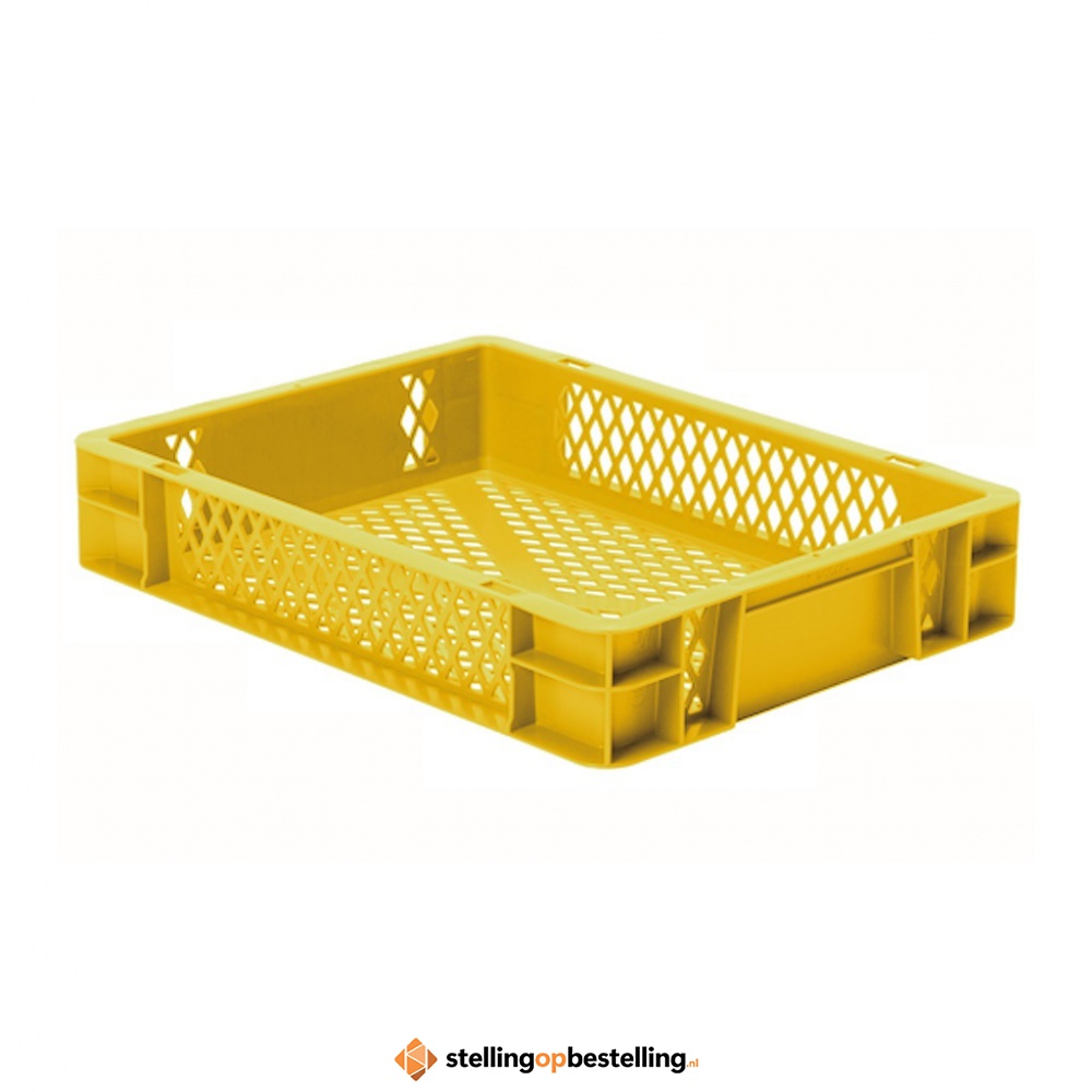 Transportkrat Euronorm plastic bak, krat TK2 400x300x75 geel
