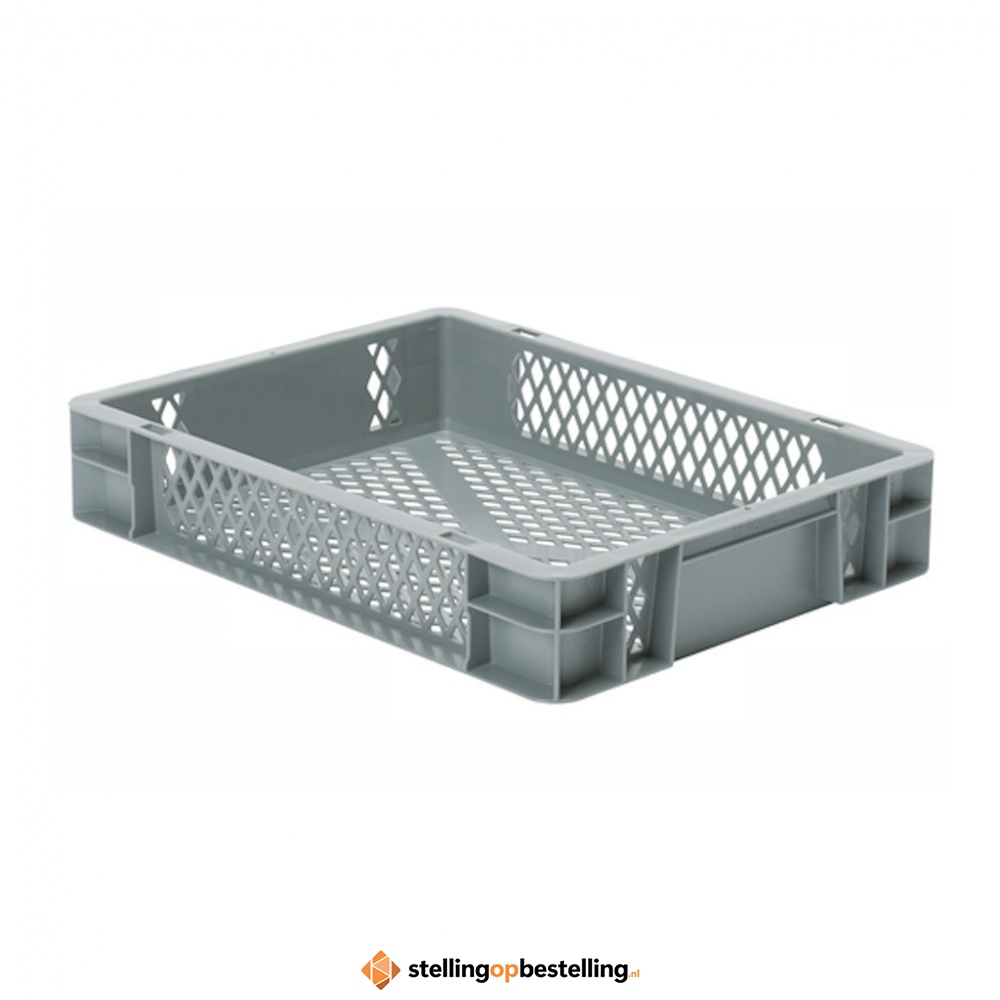 Transportkrat Euronorm plastic bak, krat TK2 400x300x75 grijs