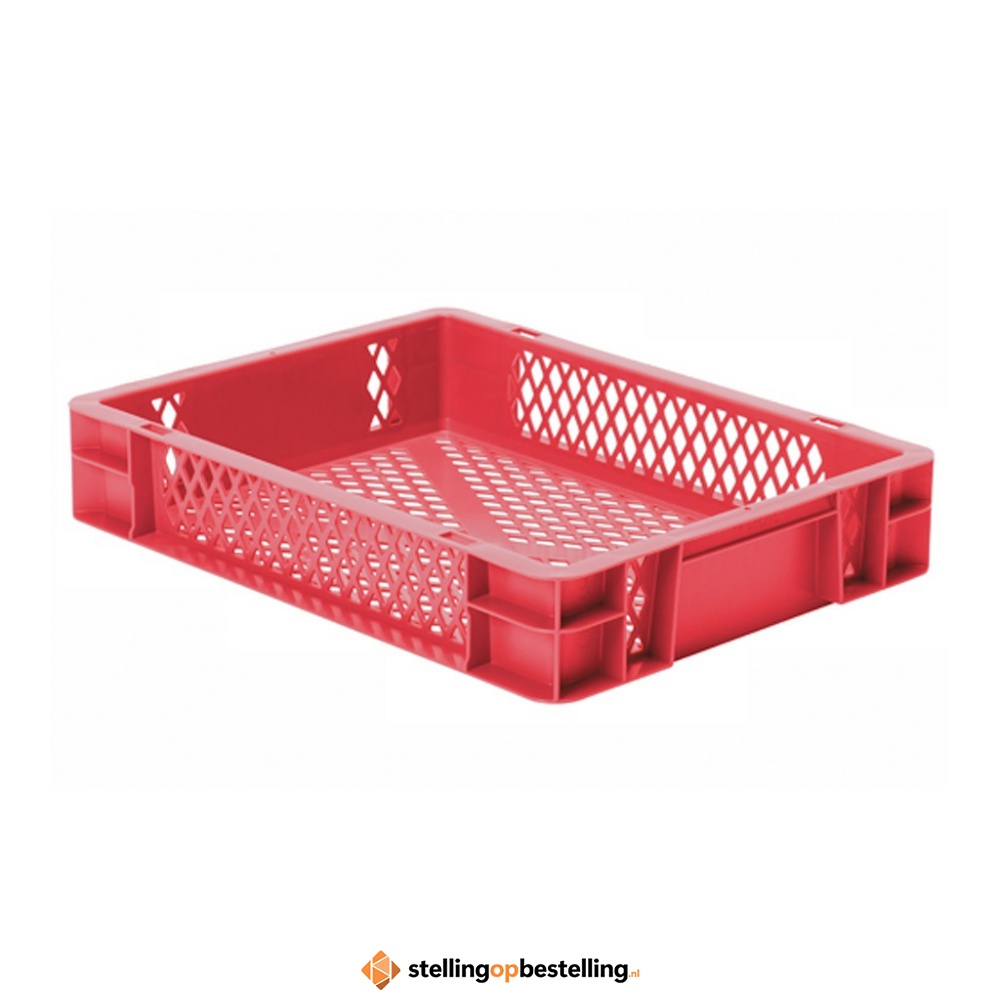 Transportkrat Euronorm plastic bak, krat TK2 400x300x75 rood