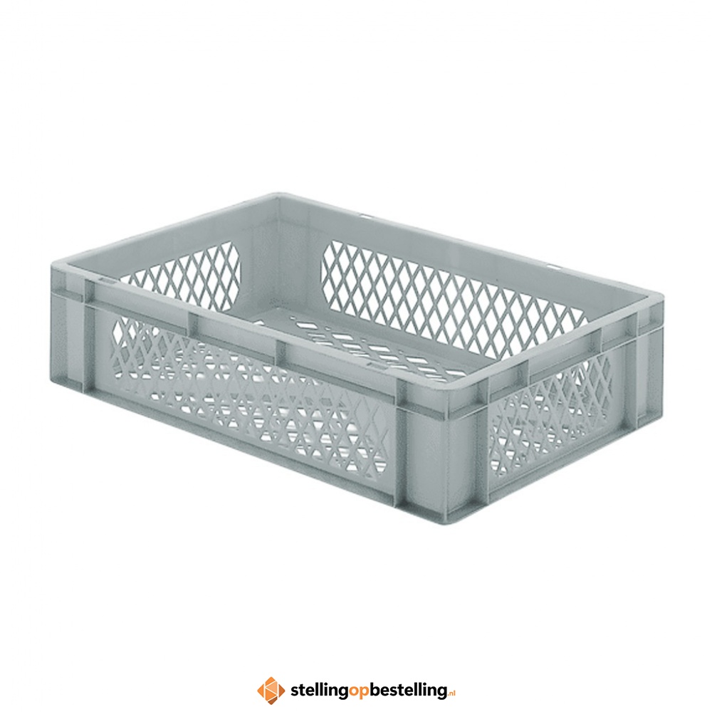 Transportkrat Euronorm plastic bak, krat TK2 600x400x145 grijs