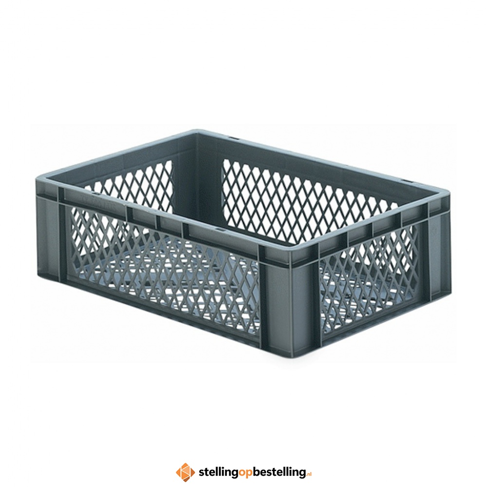 Transportkrat Euronorm plastic bak, krat TK2 600x400x175 grijs