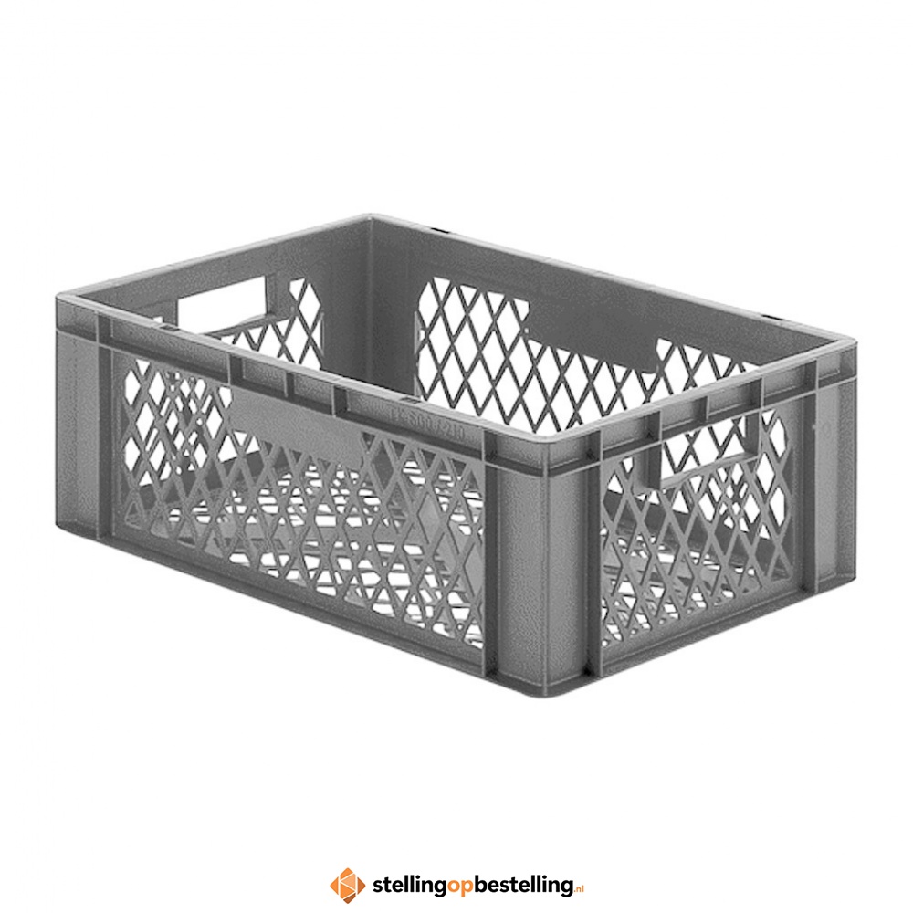 Transportkrat Euronorm plastic bak, krat TK2 600x400x210 grijs