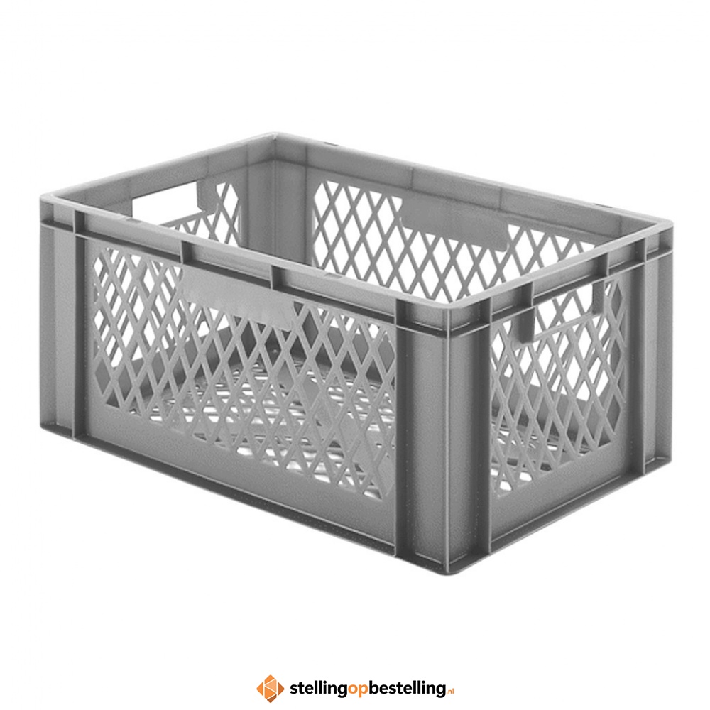 Transportkrat Euronorm plastic bak, krat TK2 600x400x270 grijs
