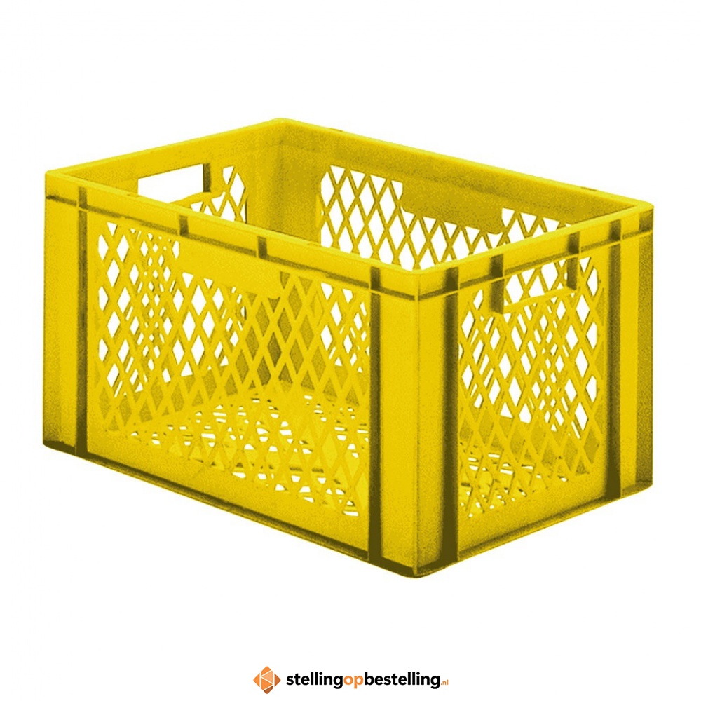 Transportkrat Euronorm plastic bak, krat TK2 600x400x320 geel