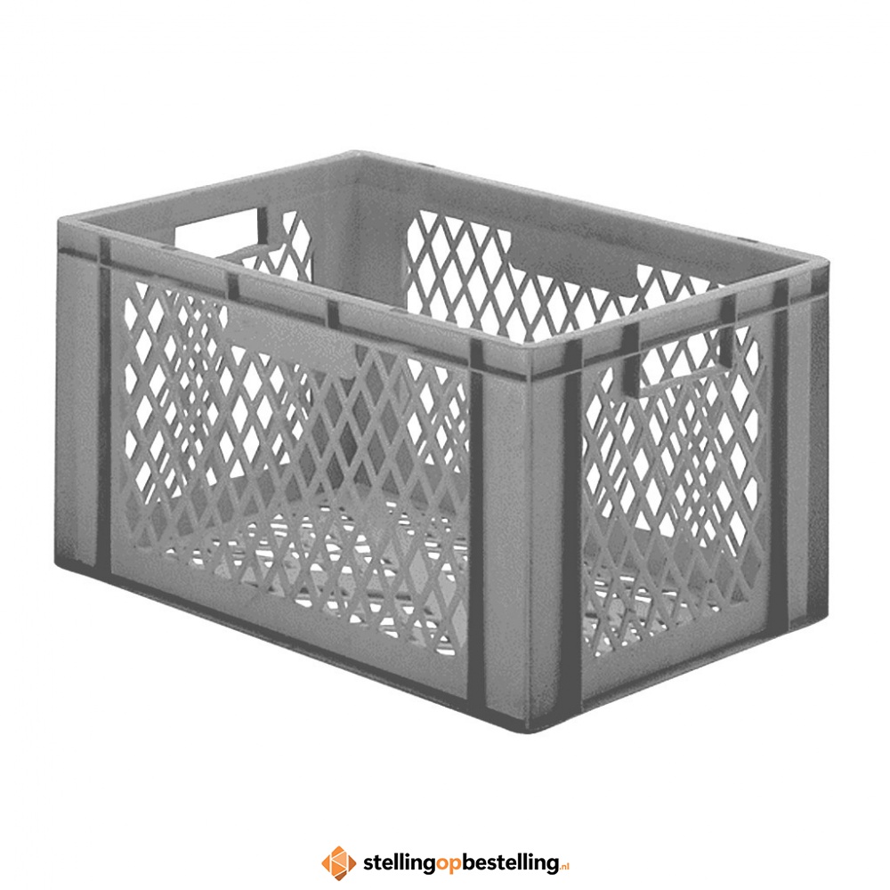 Transportkrat Euronorm plastic bak, krat TK2 600x400x320 grijs