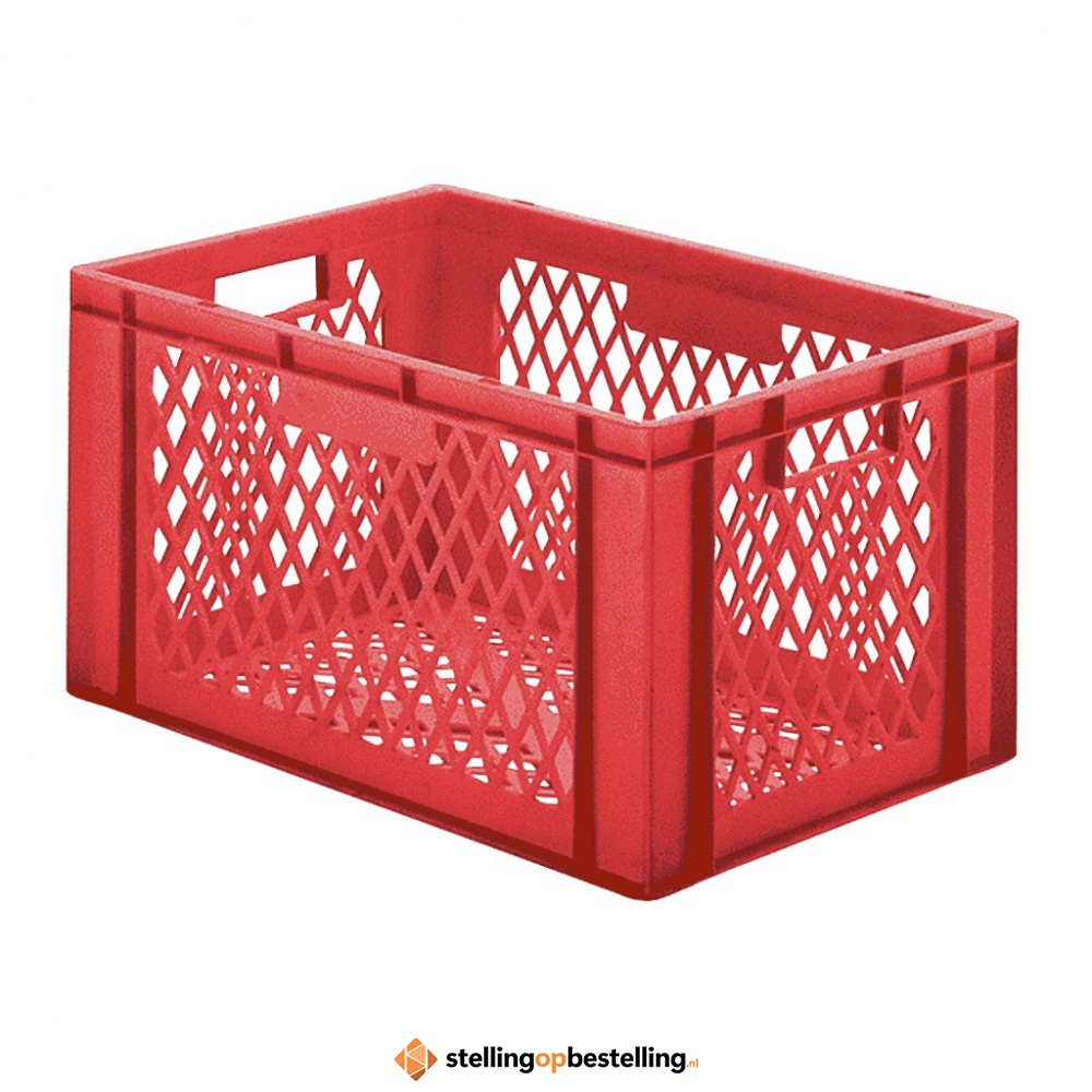 Transportkrat Euronorm plastic bak, krat TK2 600x400x320 rood