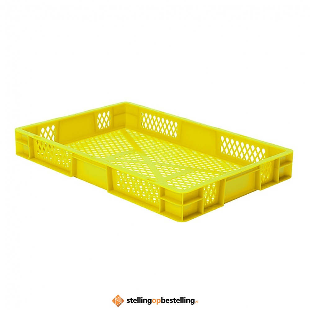 Transportkrat Euronorm plastic bak, krat TK2 600x400x75 geel
