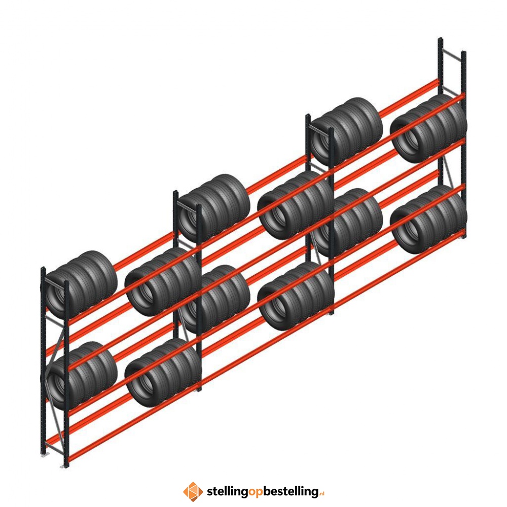 Voordeelrij bandenstelling grootvak AR 2500x6240x400 mm (hxbxd) 3 secties 3 niveaus antraciet