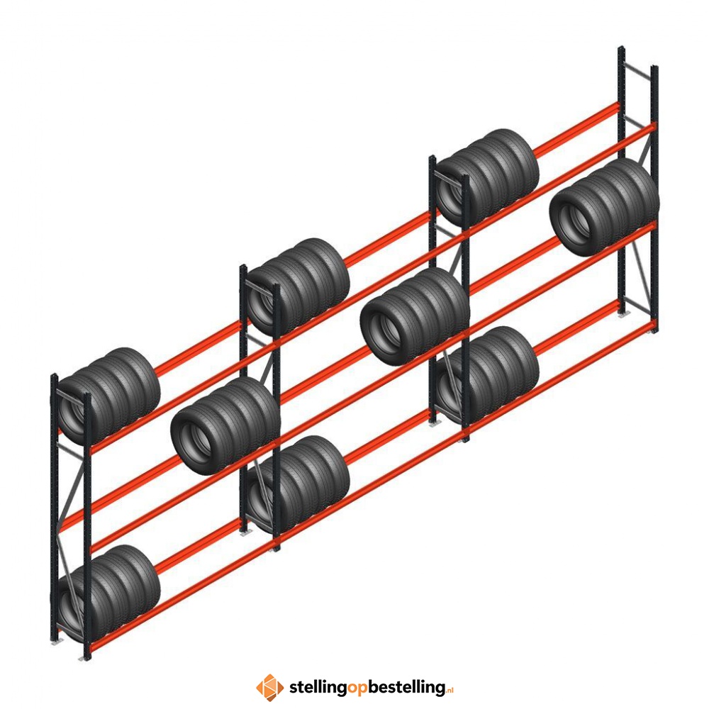 Voordeelrij bandenstelling grootvak AR 2500x6240x500 mm (hxbxd) 3 secties 3 niveaus antraciet