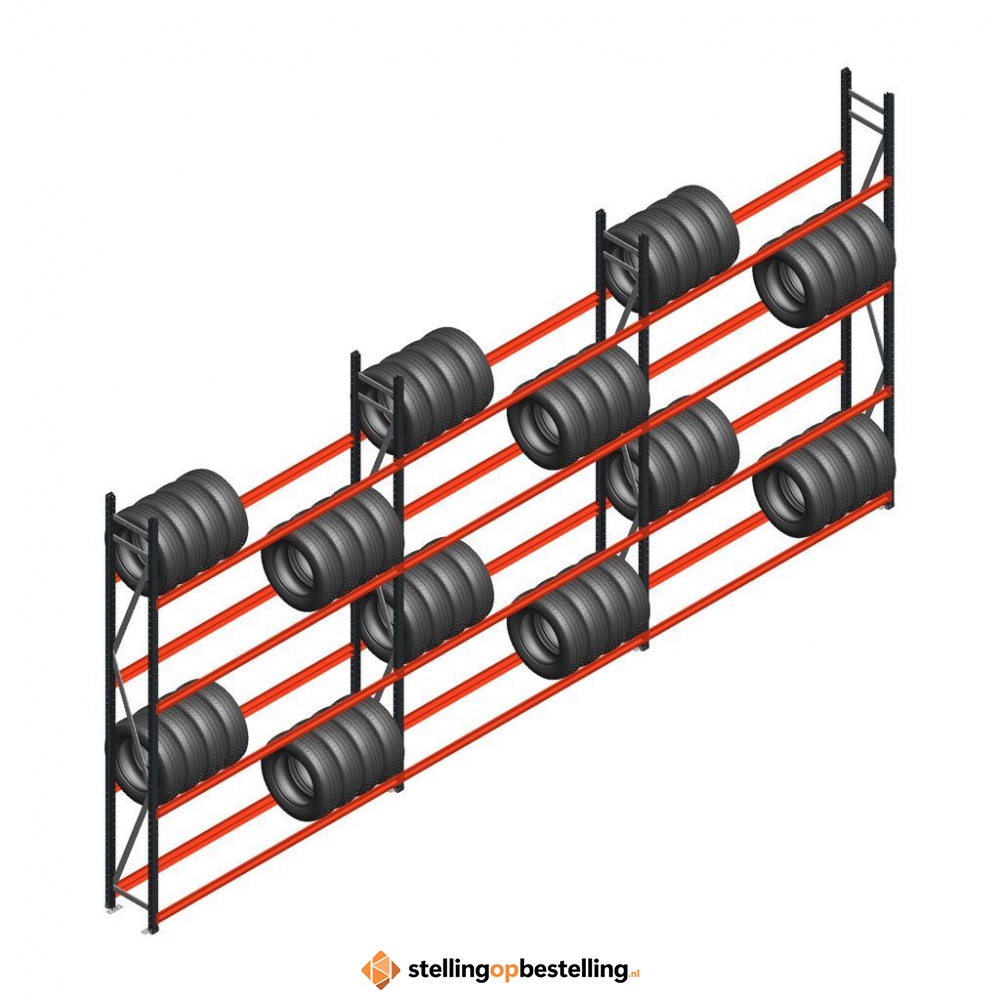 Voordeelrij bandenstelling grootvak AR 3000x6240x400mm (hxbxd) 3 secties 4 niveaus antraciet
