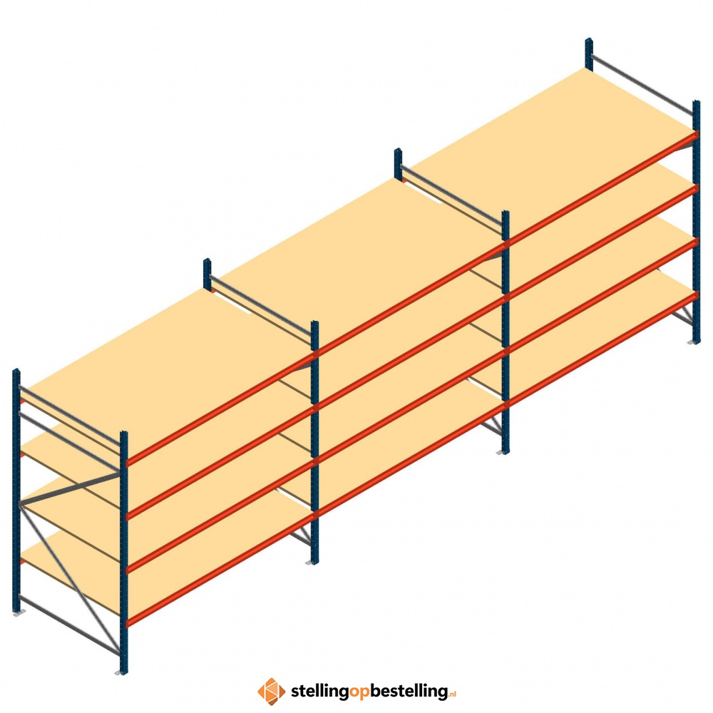 Voordeelrij grootvakstelling AR 2000x6958x1200mm (hxbxd) - 4 niveaus