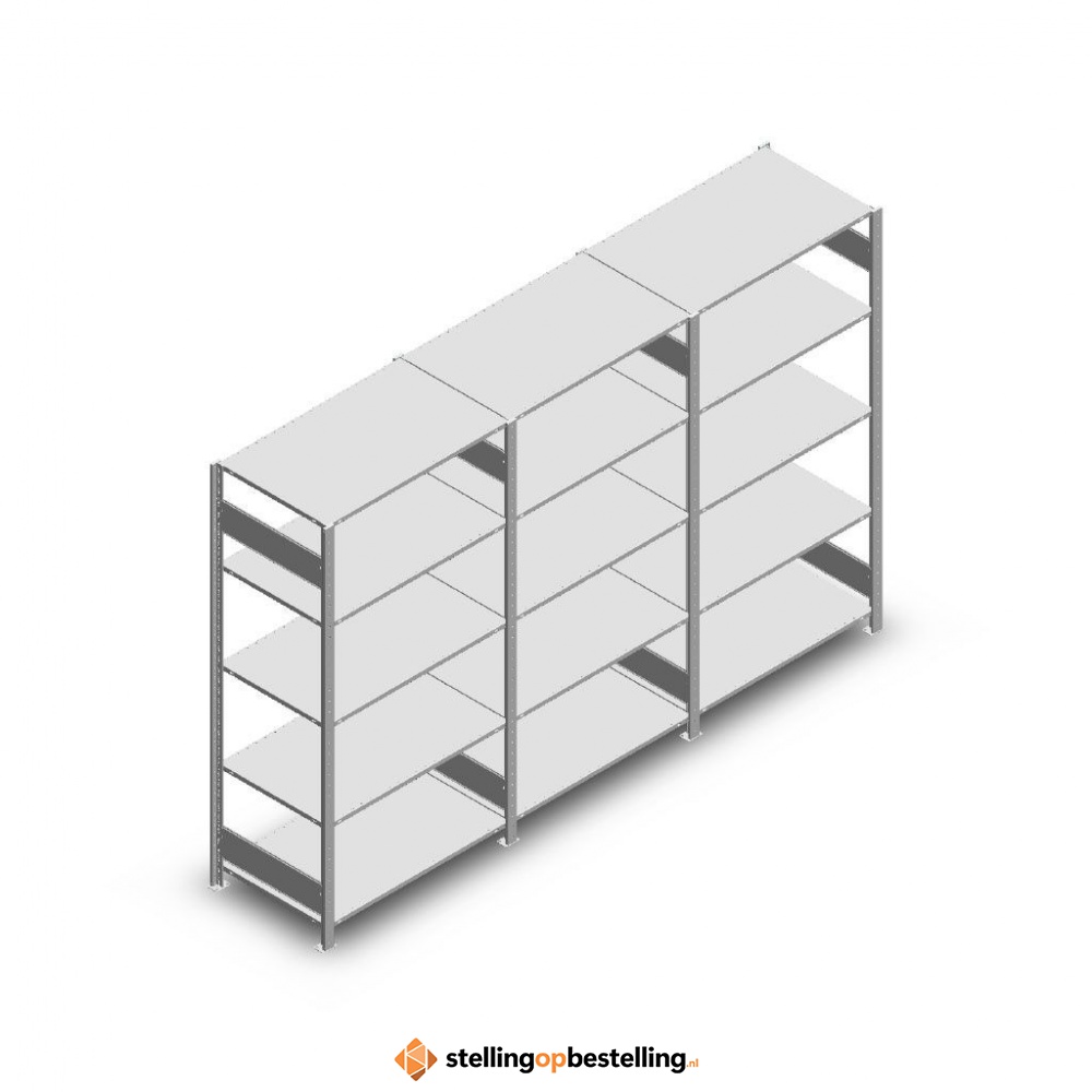 Voordeelrij Legbordstelling Heavy Duty 2000x3000x800, 5 niveaus metaal verzinkt 250 kg