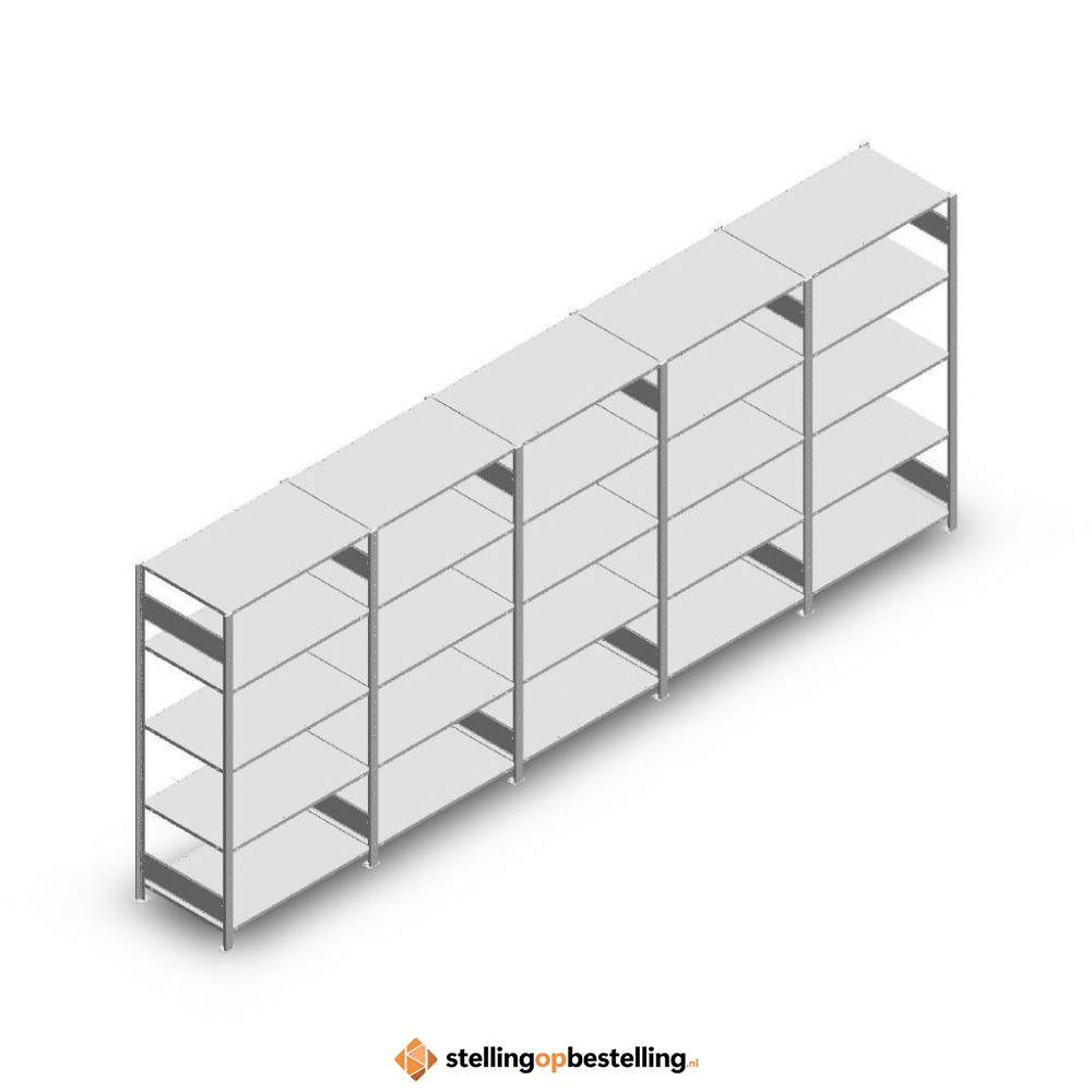 Voordeelrij Legbordstelling Heavy Duty 2000x5000x800, 5 niveaus metaal verzinkt 250 kg