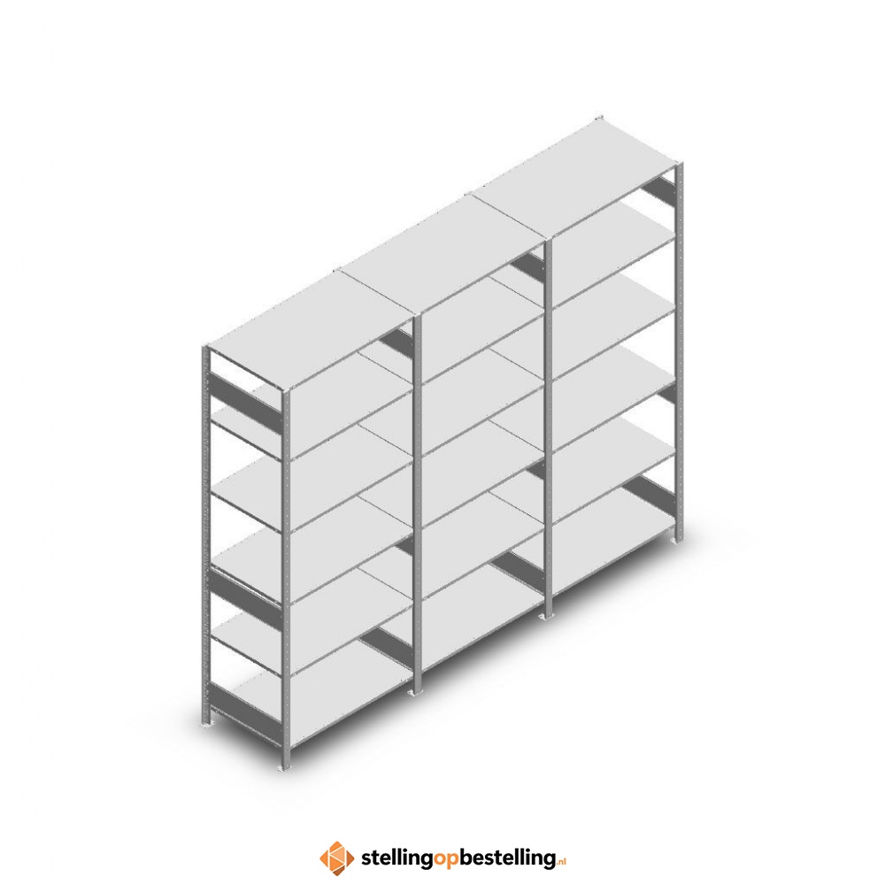 Voordeelrij Legbordstelling Heavy Duty 2500x3000x800, 6 niveaus metaal verzinkt 250 kg