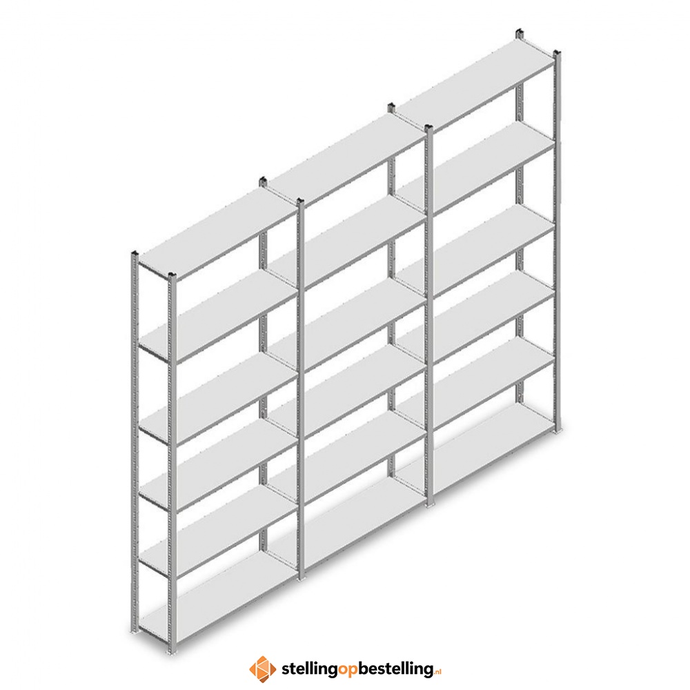 Voordeelrij Legbordstelling Light Duty 2500x3000x300, 6 niveaus metaal verzinkt 40 kg