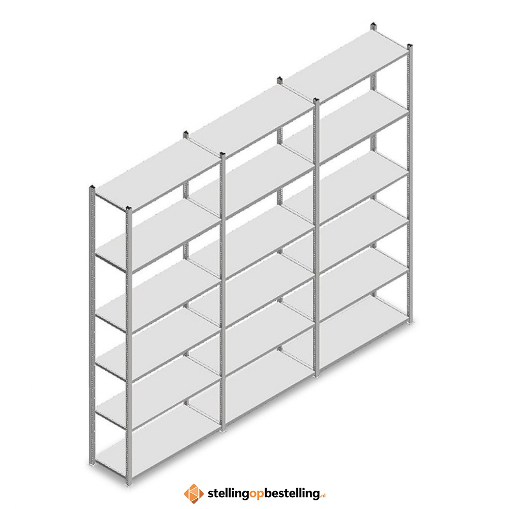 Voordeelrij Legbordstelling Light Duty 2500x3000x400, 6 niveaus metaal verzinkt 120 kg