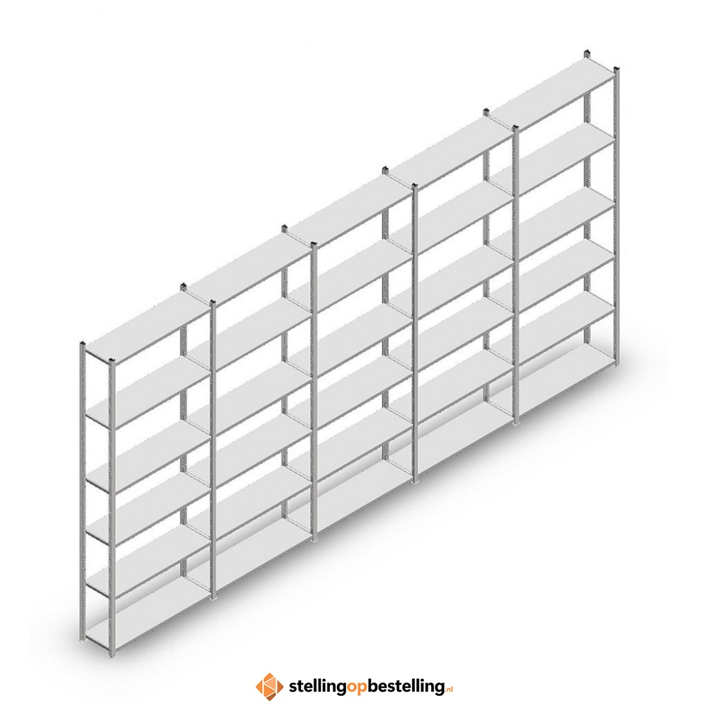 Voordeelrij Legbordstelling Light Duty 2500x5000x300, 6 niveaus metaal verzinkt 40 kg