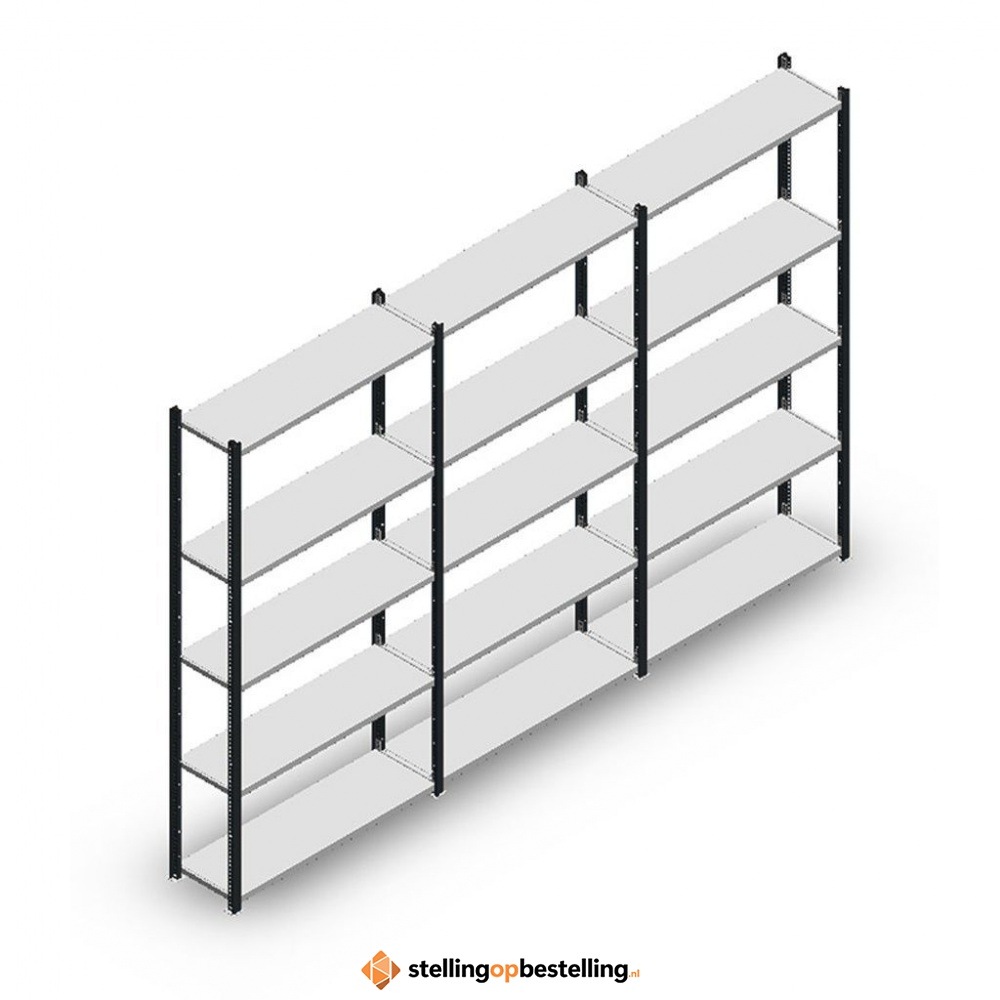 Voordeelrij Legbordstelling Medium Duty 2000x3000x300, 5 niveaus metaal antraciet 90 kg