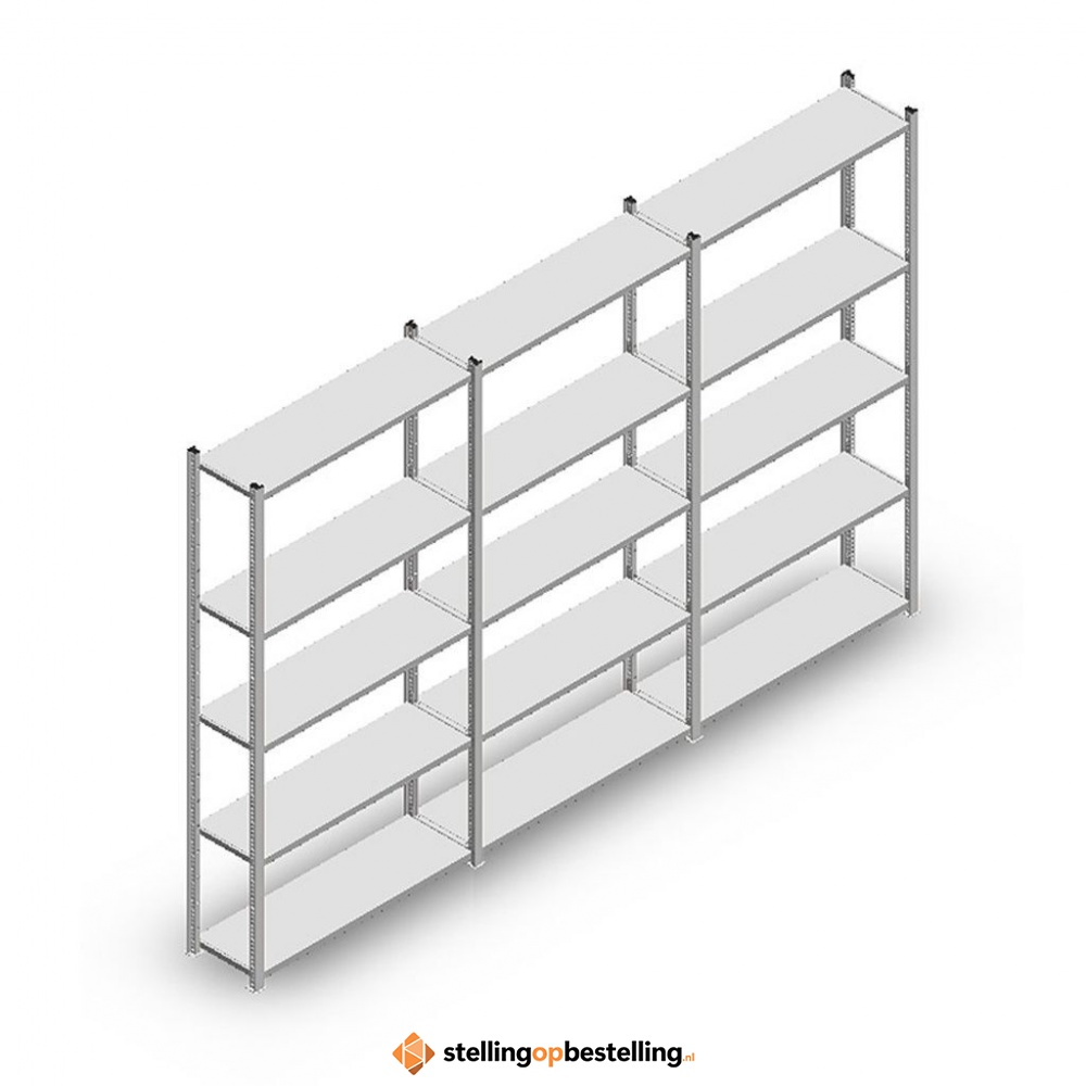 Voordeelrij Legbordstelling Medium Duty 2000x3000x300, 5 niveaus metaal verzinkt 90 kg
