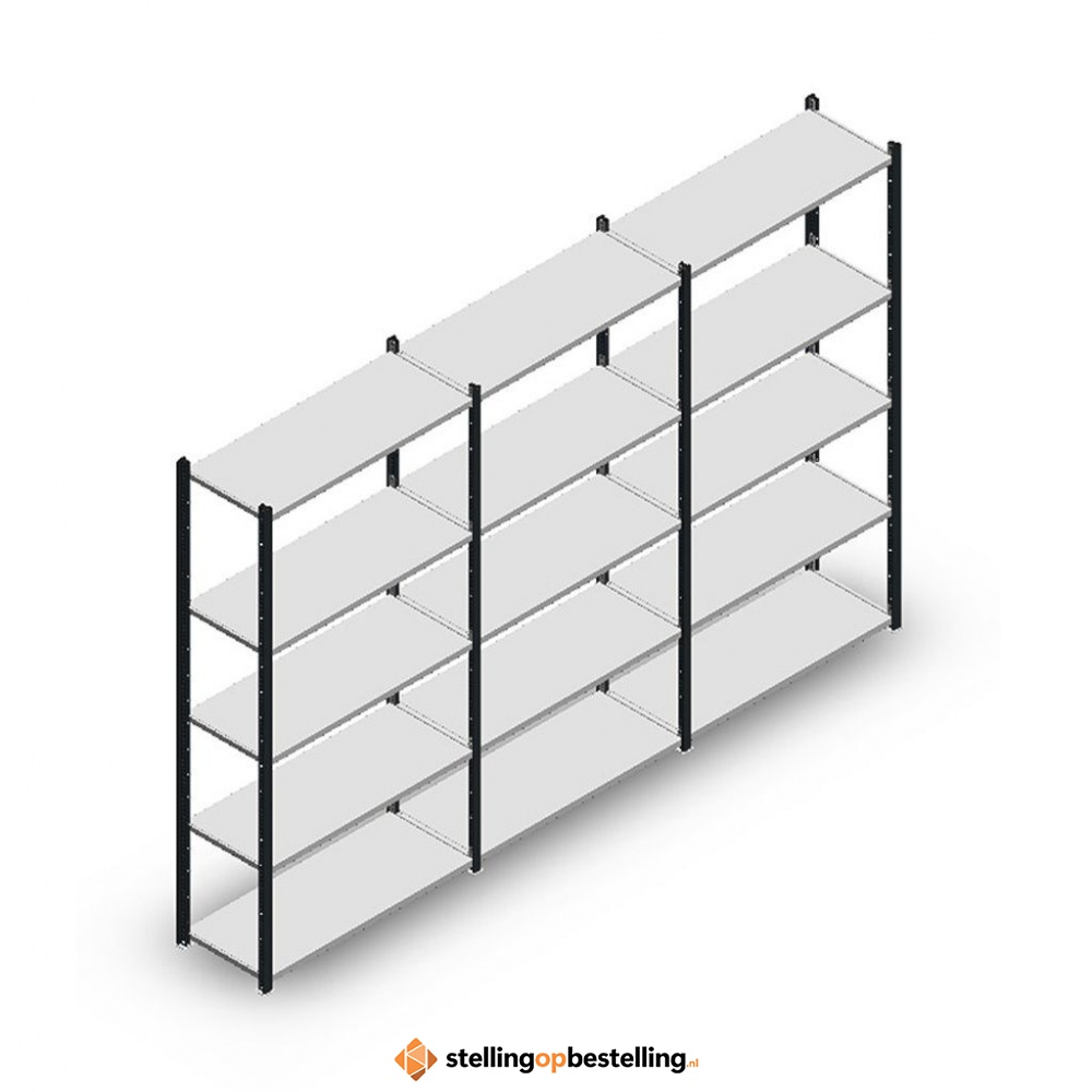 Voordeelrij Legbordstelling Medium Duty 2000x3000x400, 5 niveaus metaal antraciet 90 kg