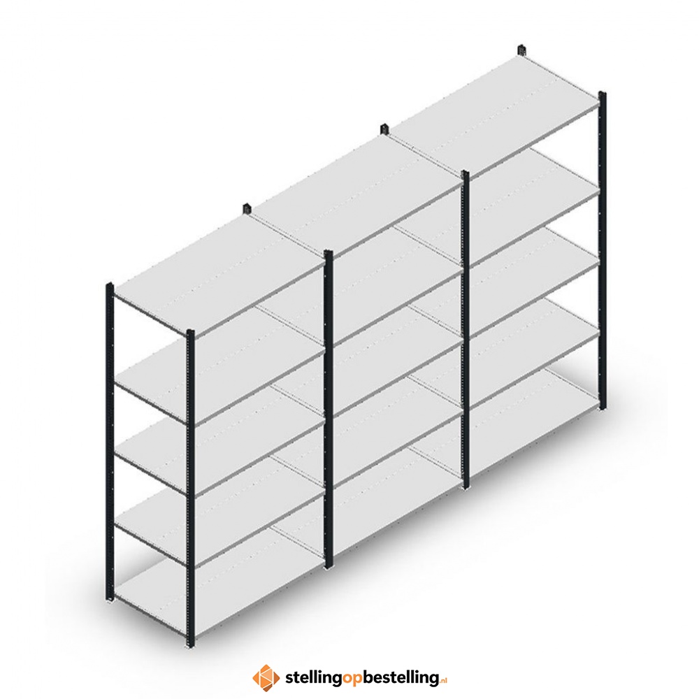 Voordeelrij Legbordstelling Medium Duty 2000x3000x600, 5 niveaus metaal antraciet 180 kg