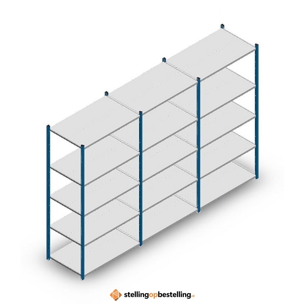 Voordeelrij Legbordstelling Medium Duty 2000x3000x600, 5 niveaus metaal blauw 180 kg