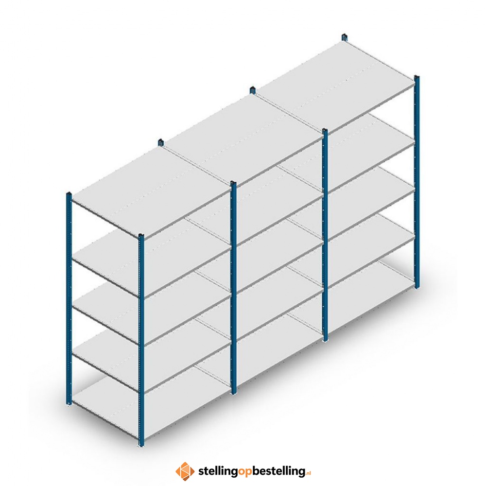 Voordeelrij Legbordstelling Medium Duty 2000x3000x800, 5 niveaus metaal blauw 180 kg