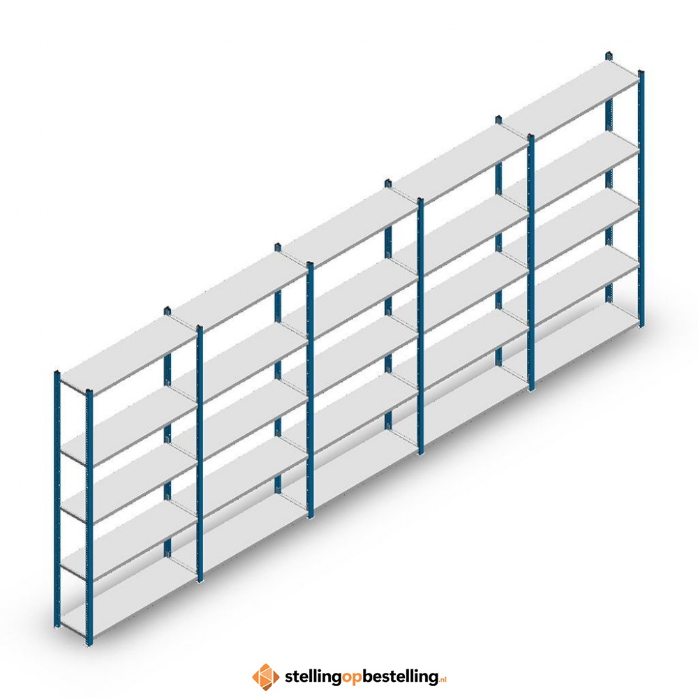 Voordeelrij Legbordstelling Medium Duty 2000x5000x300, 5 niveaus metaal blauw 90 kg