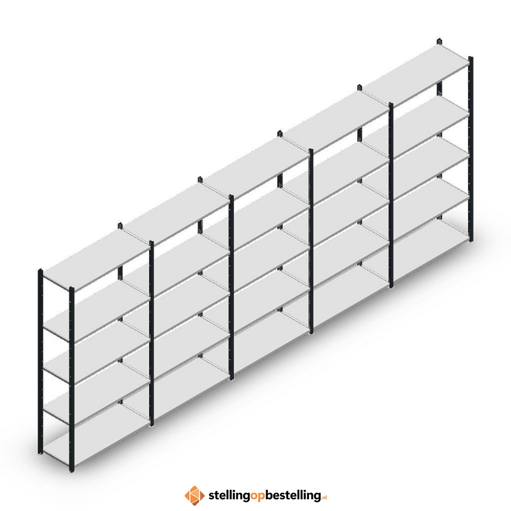 Voordeelrij Legbordstelling Medium Duty 2000x5000x400, 5 niveaus metaal antraciet 90 kg