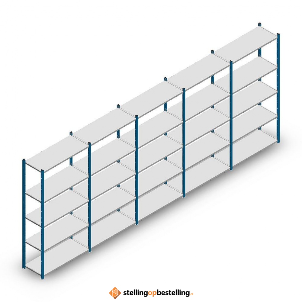 Voordeelrij Legbordstelling Medium Duty 2000x5000x400, 5 niveaus metaal blauw 90 kg