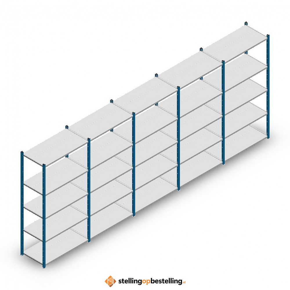 Voordeelrij Legbordstelling Medium Duty 2000x5000x500, 5 niveaus metaal blauw 75 kg