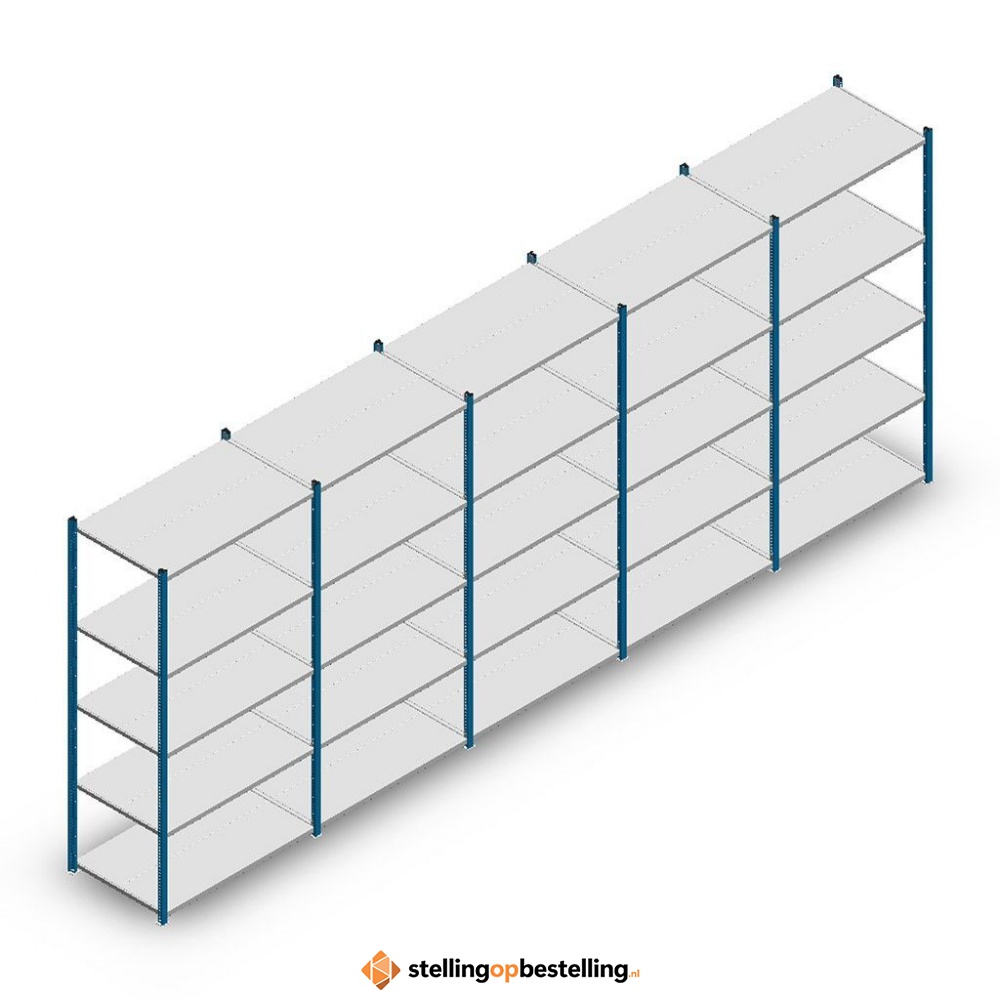 Voordeelrij Legbordstelling Medium Duty 2000x5000x600, 5 niveaus metaal blauw 180 kg