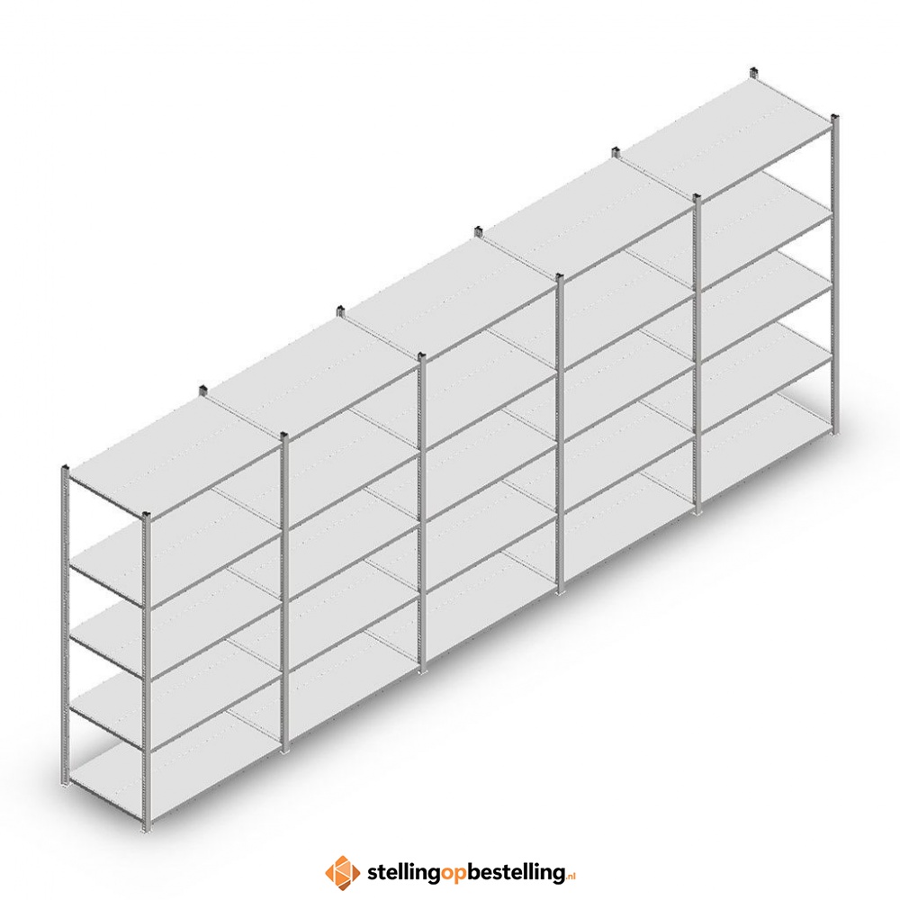 Voordeelrij Legbordstelling Medium Duty 2000x5000x600, 5 niveaus metaal verzinkt 180 kg