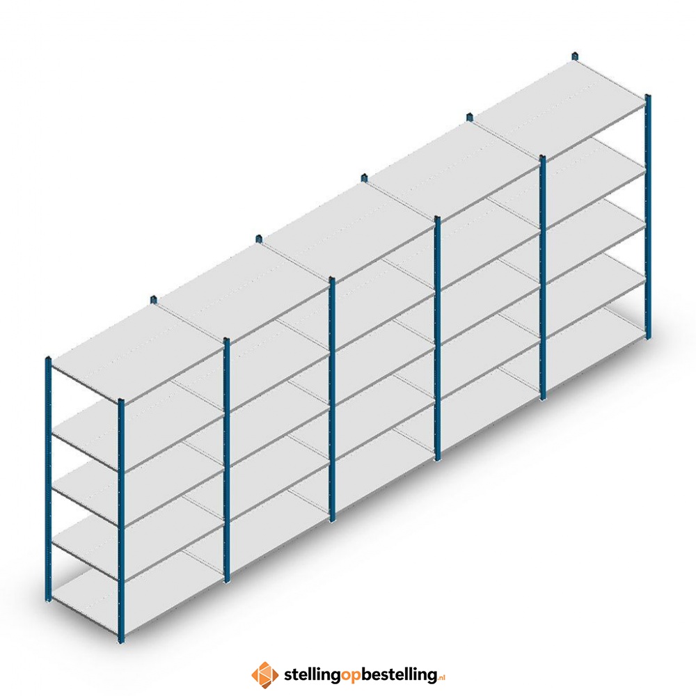 Voordeelrij Legbordstelling Medium Duty 2000x5000x700, 5 niveaus metaal blauw 180 kg