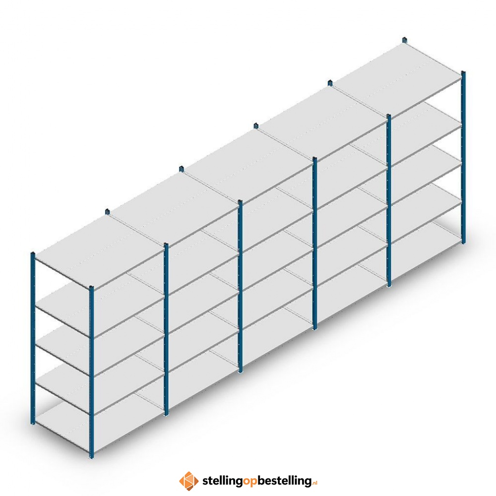 Voordeelrij Legbordstelling Medium Duty 2000x5000x800, 5 niveaus metaal blauw 180 kg