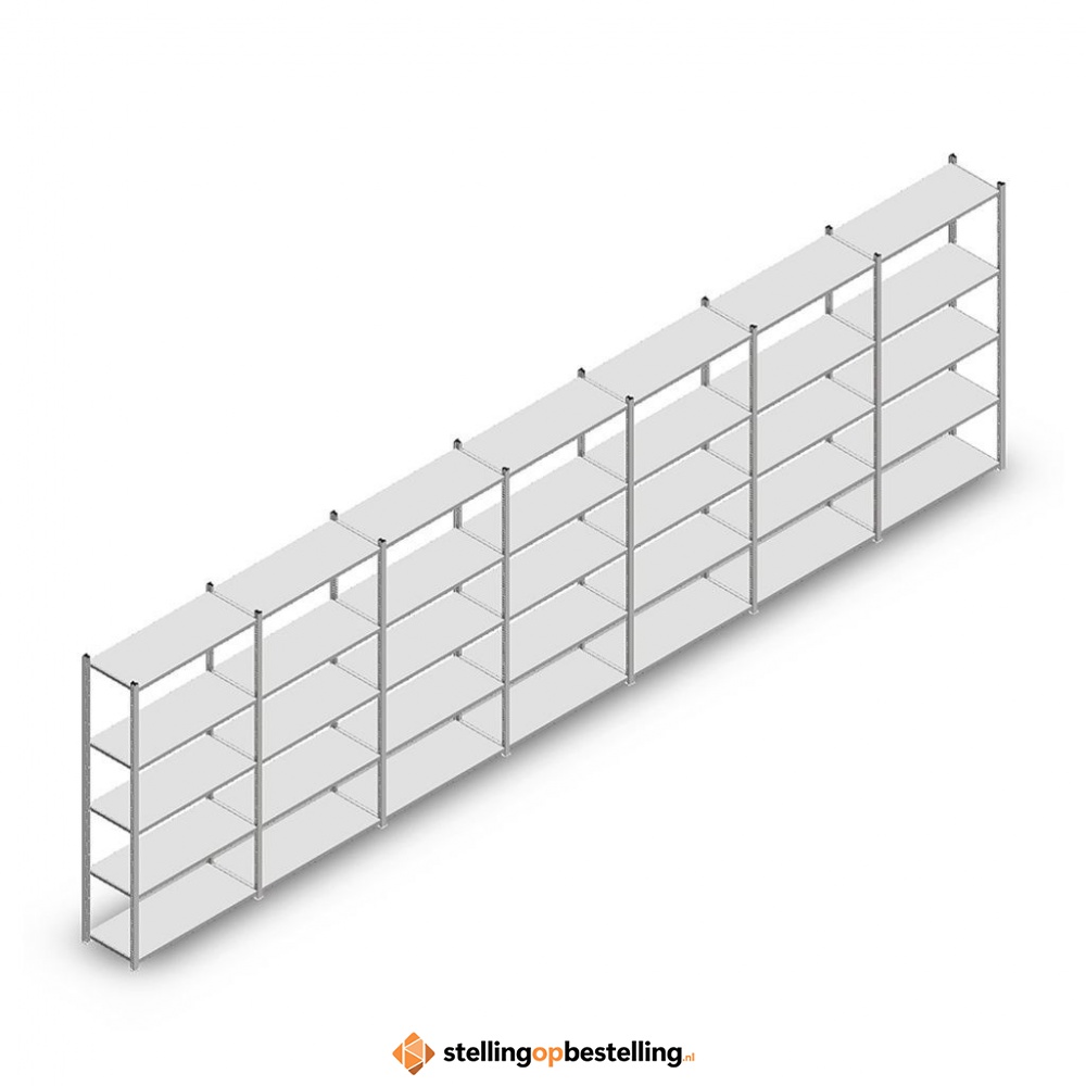 Voordeelrij Legbordstelling Medium Duty 2000x7000x400, 5 niveaus metaal verzinkt 90 kg