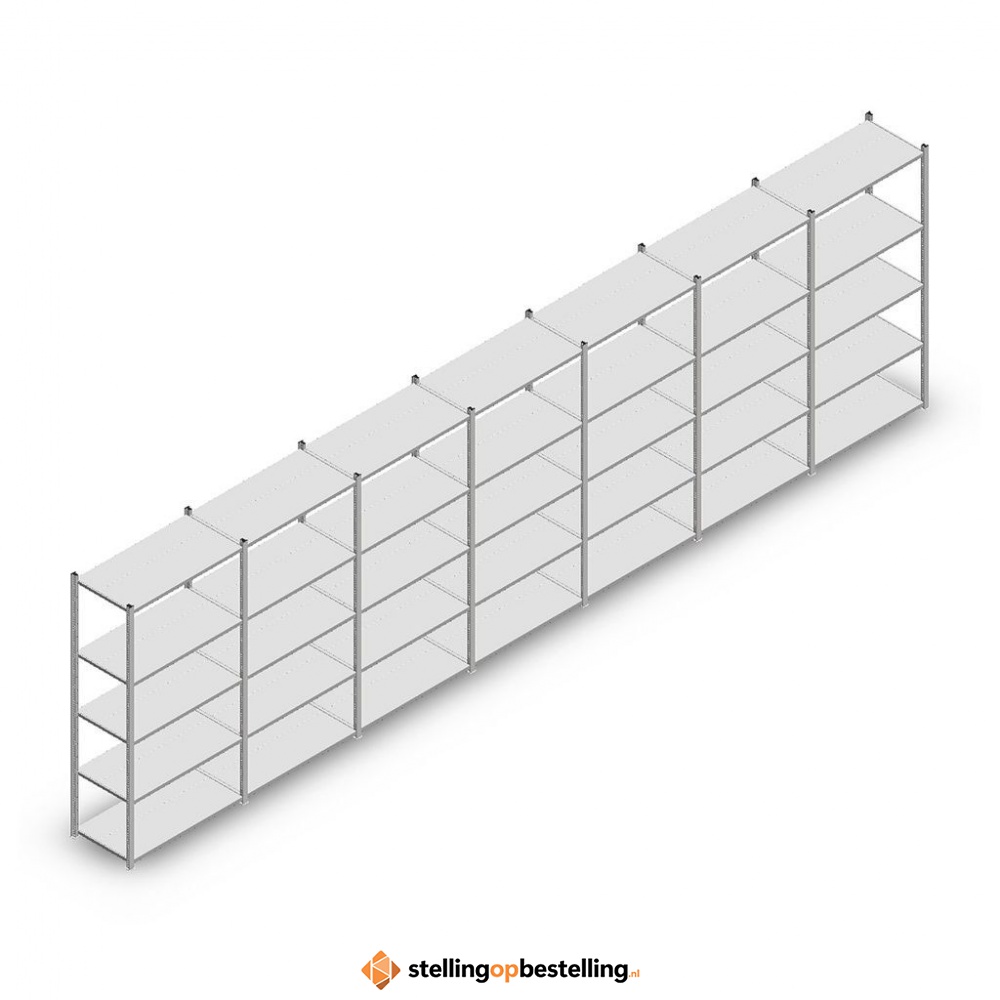 Voordeelrij Legbordstelling Medium Duty 2000x7000x500, 5 niveaus metaal verzinkt 75 kg