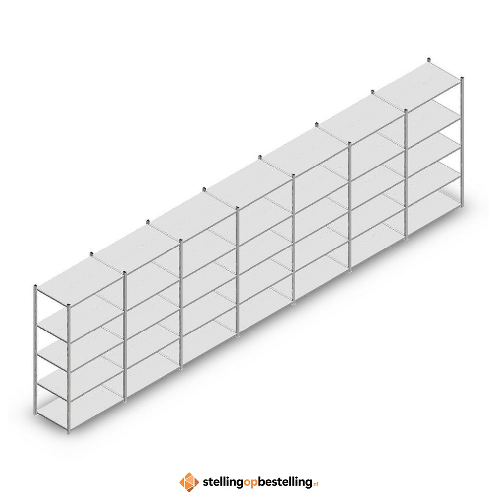Voordeelrij Legbordstelling Medium Duty 2000x7000x600, 5 niveaus metaal verzinkt 180 kg
