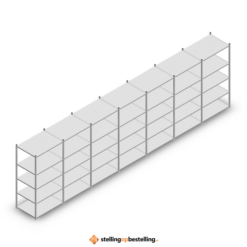Voordeelrij Legbordstelling Medium Duty 2000x7000x700, 5 niveaus metaal verzinkt 180 kg