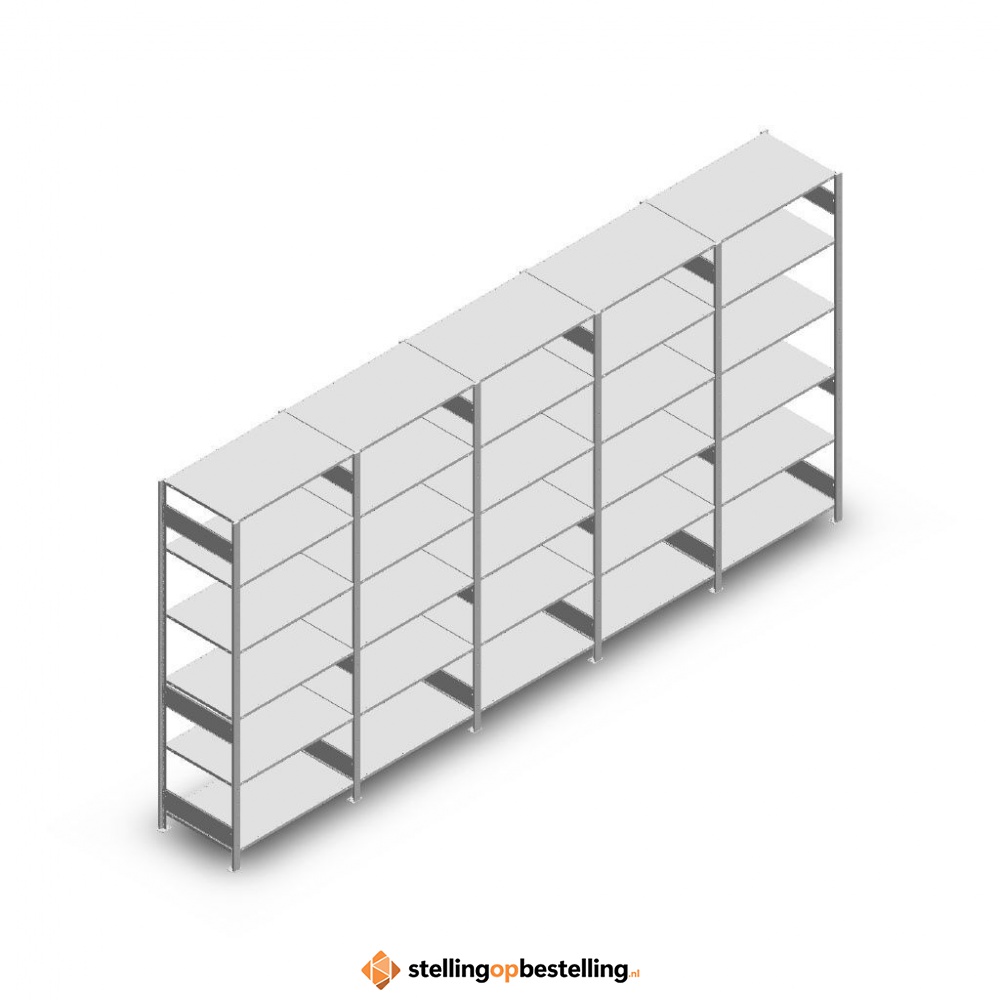 Voordeelrij Legbordstelling Heavy Duty 2500x5000x800, 6 niveaus metaal verzinkt 250 kg