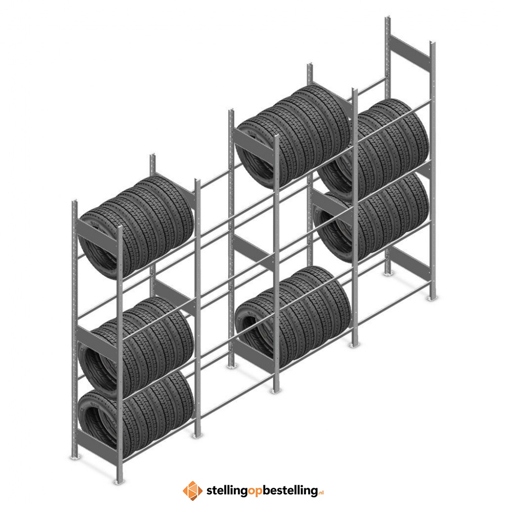 Voordeelrij bandenstelling Heavy Duty 2500x4000x500 4 niveaus 4 secties