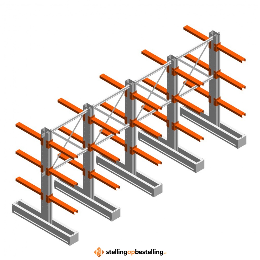 Voordeelrij medium draagarmstelling IT dubbelzijdig 1990x4000x600 3 niveaus