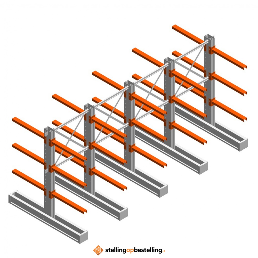 Voordeelrij medium draagarmstelling IT dubbelzijdig 1990x4000x800 3 niveaus