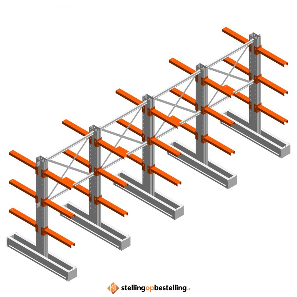 Voordeelrij medium draagarmstelling IT dubbelzijdig 1990x4800x600 3 niveaus