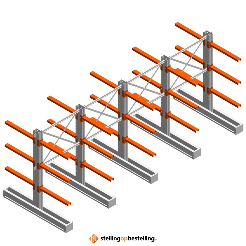 Voordeelrij medium draagarmstelling IT dubbelzijdig 1990x4800x800 3 niveaus
