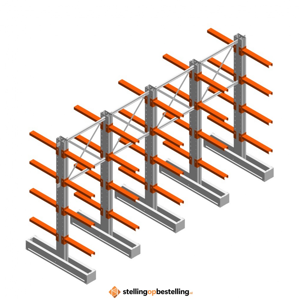 Voordeelrij medium draagarmstelling IT dubbelzijdig 2455x4000x600 4 niveaus