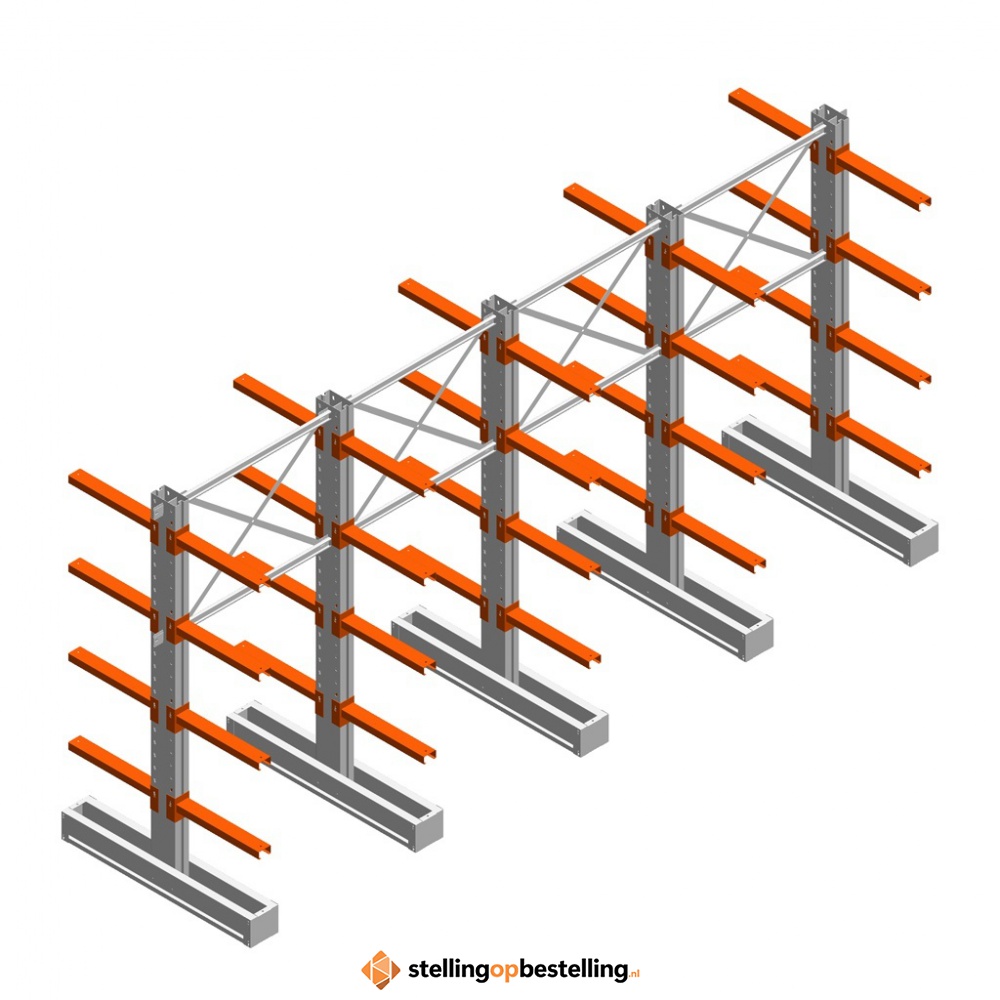 Voordeelrij medium draagarmstelling IT dubbelzijdig 2455x4800x600 4 niveaus
