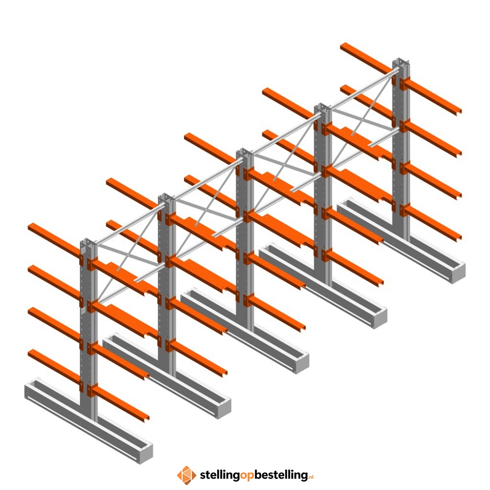 Voordeelrij medium draagarmstelling IT dubbelzijdig 2455x4800x800 4 niveaus