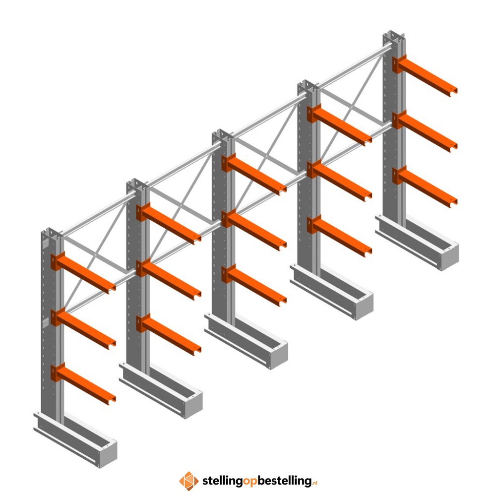 Voordeelrij medium draagarmstelling IT enkelzijdig 1990x4000x600 3 niveaus